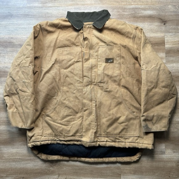 Dickies Detroit Style Canvas Jacket Men's 2XL Tan Genuine Quilt Lined Zip VTG - Picture 1 of 12